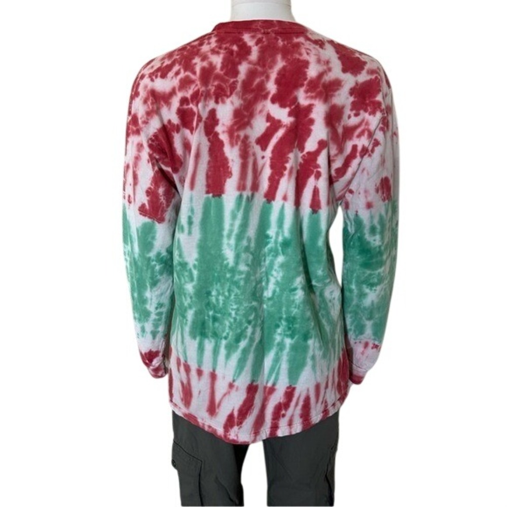 BUC-EE'S Red Green White Tie Dye Christmas Long Sleeve Shirt Size Medium - Picture 2 of 6